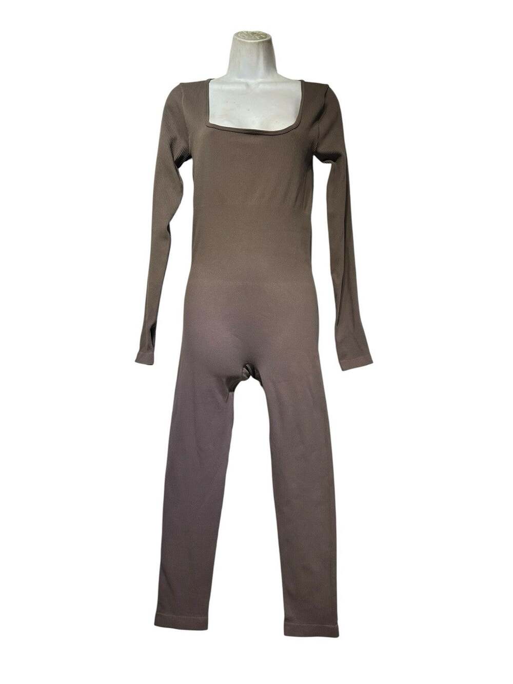 OQQ Long Sleeve Jumpsuit Square Neck Ribbed Women's Large Maeve Bodysuit